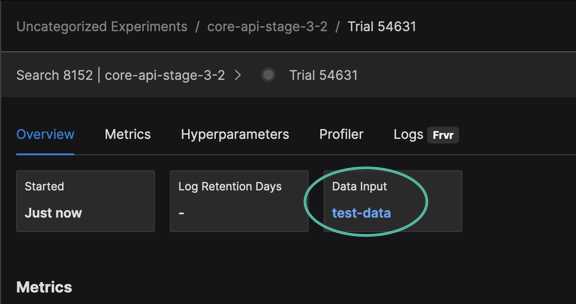 Determined trial run showing link to Pachyderm data repo